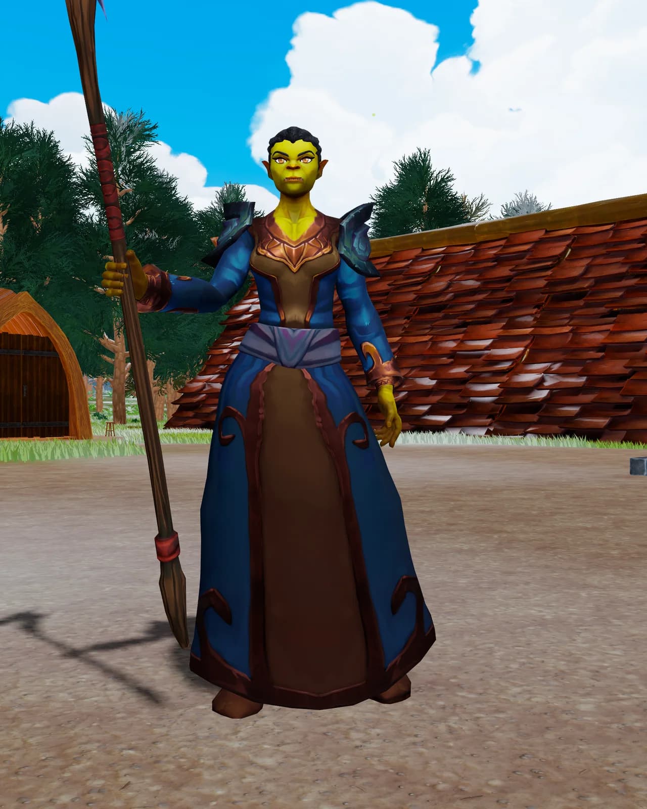 Una Veggente troll con l’equipaggiamento iniziale a Grey Fells, Midgard