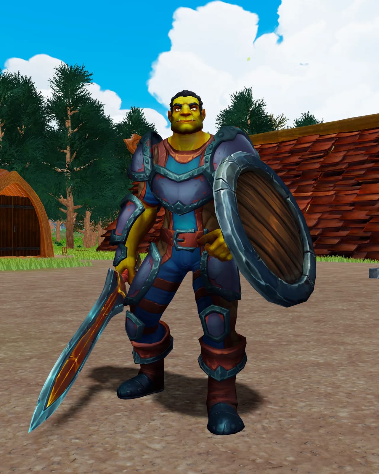 Un Berserker troll con l’equipaggiamento iniziale a Grey Fells, Midgard